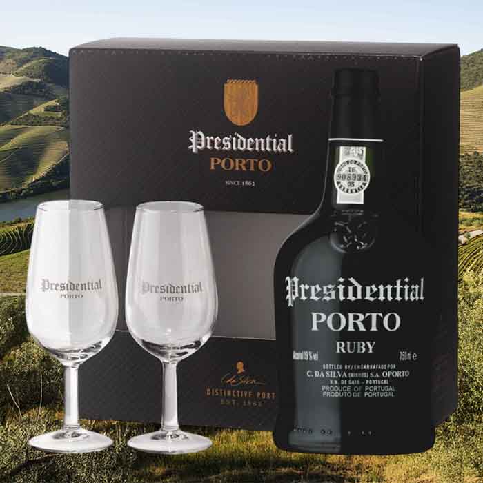 Porto Presidential Ruby 0,75l 19% + dárková kazeta 2x skleničky