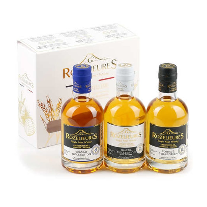 Rozelieures Dárková Sada Miniatur Whisky 3x0,2l (Origine, Subtil, Tourbé) 40%/40%/46%