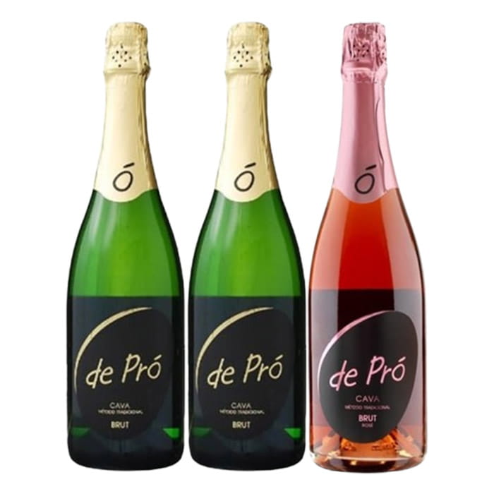 De Pró Brut and Rosé – Party set 3×0,75l (2× Brut + 1× Rosé)